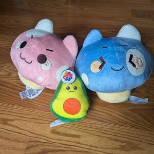 Meowshroom Pink and Blue Plushies and Sport avocado plush (Bundle)